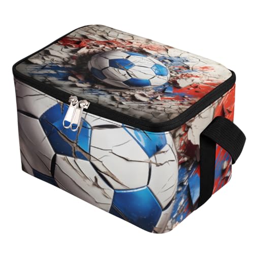 Lunch Bags for Women Men 9 Cans,Sport Soccer Ball Hot & Cold Food Delivery Bag Insulated Grocery Bag Insulated Lunch Box Football Cooler Bag for Office Work Picnic Beach