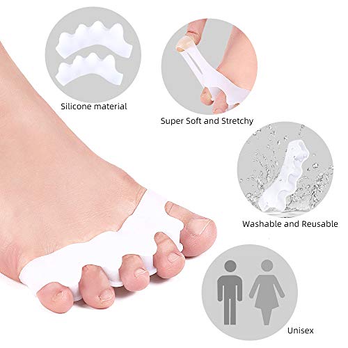Toe Spacers, Toe Stretchers Gel Toe Separator 5 Holes High Elastic For Men And Women Hammer Overlapping Toe Corrector (1Pair) #TOP1