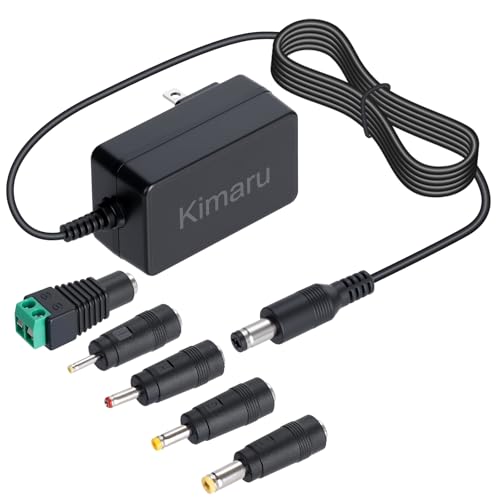 Kimaru 24V 1A Power Adapter UL Listed 24V 1000mA AC to DC Power Supply with 5 Tips for LED Strip Lights Routers Modems CCTV Cameras Security Devices
