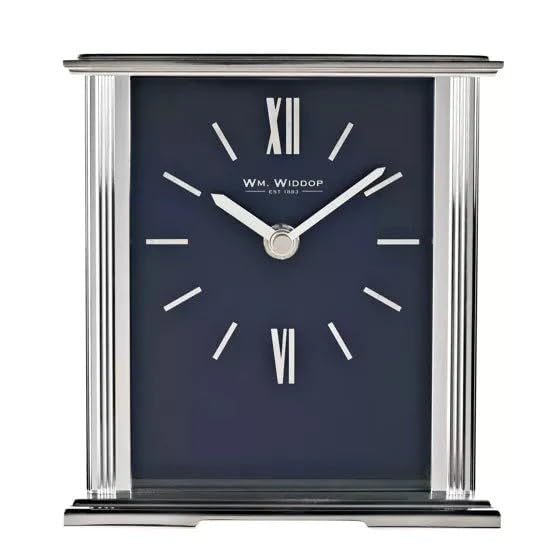 WM.Widdop. W2941 - Orologio da tavolo in argento con quadrante blu navy