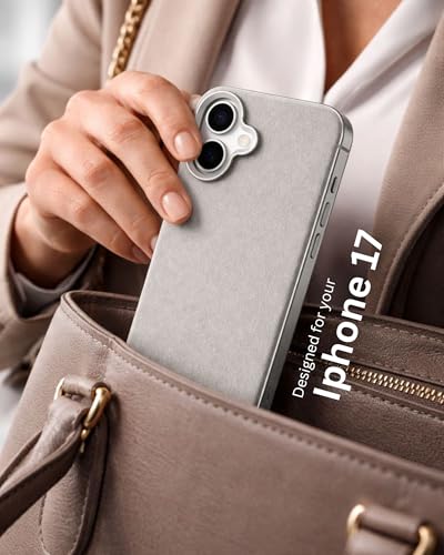 Image of SkynUp Linea Premium Leather Back Cover Case for iPhone 17 | MagSafe Compatible | Grey