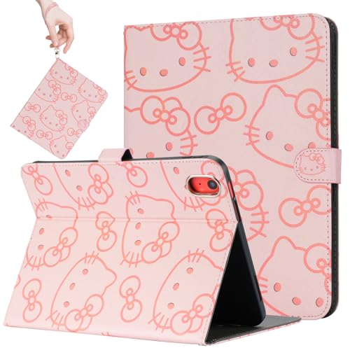 JOYSHELL Cute Cartoon Case for iPad 10th Generation 10.9 Inch (2022) iPad (A16) 11th Generation 11 Inch (2025) Folio Smart Cover for Kids Girls with Pencil Holder Wrist Band Auto Wake/Sleep- Pink
