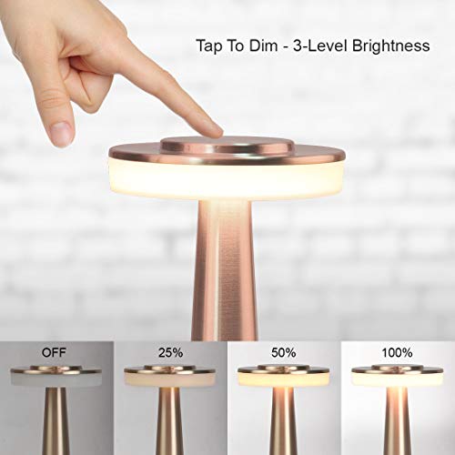 O’bright Portable Led Table Lamp With Touch Sensor, 3-Levels Brightness, Rechargeable Battery Up To 48 Hours Usage, Night Light For Kids Nursery, Nightstand Lamp, Bedside Lamp (Rose Gold) #TOP2