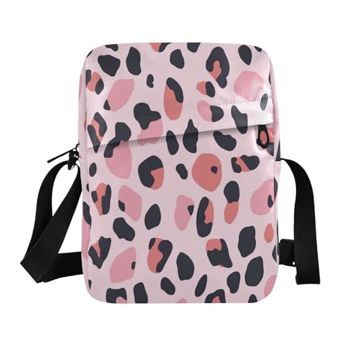 small messenger bag for women cross body bag for woman Shoulder Hand Bags Adjustable Strap for outdoor sports outdoor sports- Peach Black Leopard