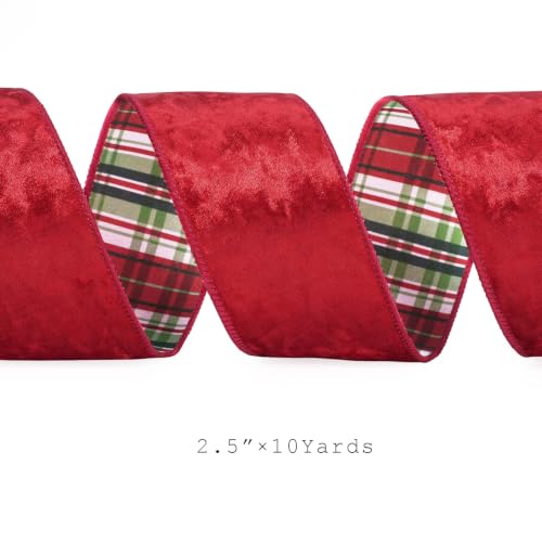 LaRibbons Red Velvet Wired Ribbon for Christmas Wreaths Bows 2.5 Inch by LaRibbons - Used condition - Image 5