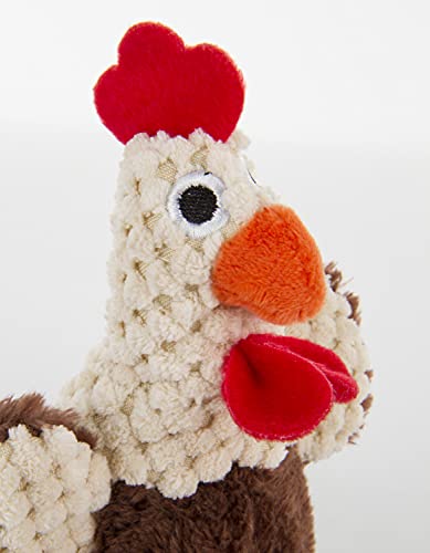 Image of goDog Checkers Just for Me Skinny Rooster Squeaky Plush Dog Toy, Chew Guard Technology - Brown, Mini