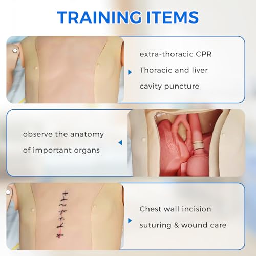 Image of Medical Mannequin for Training, Full Body Nursing Training Manikin with CPR Practice, Life Size PVC Patient Care Teaching Mannequin with Simulated Organs, Wound & Trauma Modules