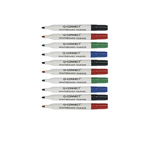 Q-Connect 78933 Marqueur effaçable sec pointe ogive trait corps plastique encre base alcool 3 mm Couleurs Assorties