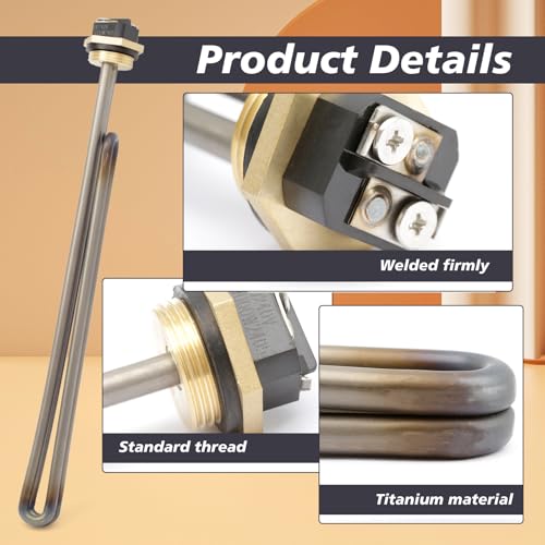 3 Pcs Titanium HE 90240 Water Heater Heating Element Replacement for EcoSmart ECO 18 27 36 Tankless Water Heater Parts, Screw-In 9KW 240V Element Replaces HE 80240 R004709024S SGB-2903 HA-P004 HA-P005