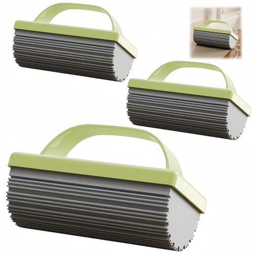 Image of Baseboard Cleaner sponges for Cleaning, Scrub Daddy sponges with deep Grooves for Strong Adhesion, Enhanced Water Absorption, and Superior Stain Removal, Damp Duster dusting Sponge (3PCS* Green)