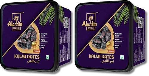 Image of Aladdin Dates Kalmi Dates /Khajoor 400 Grams| IML Continer Packed| Rich in Fibre| Naturally Sweet |Naturally Low-Fat Food|Natural Sweetness (Pack of 2)