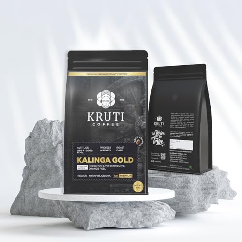 Image of Kruti Coffee-Specialty Coffee Roasters - Moka Pot Grind 250g | Kalinga Gold - Medium Dark Roast | Arabica Beans | Signature Blend From Koraput | Freshly Roasted