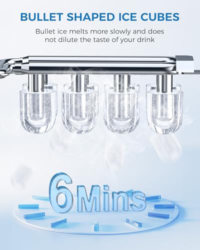 Image of COWSAR Ice Maker Countertop, Portable Ice Machine with Self-Cleaning, 26 lbs /24Hrs, 8 Cubes in 6 Mins, Quiet Compact Commercial Ice Maker for Kitchen, RV, Camping