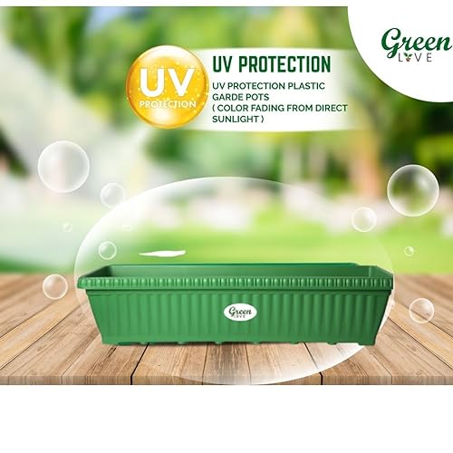 Green Live 25" Rectangular Planter Pot, Green, Pack of 3 - Image 4