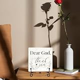 KGHYT Dear God Thank You Christian Decor Gifts for Christians Wooden Plaque Sign Box for Home Bedroom Office Table Shelf 5.1x5.1 Inches.(001)