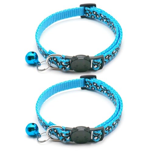 Reflective 2 Pack Breakaway Cat Collars with Bell Leopard Pattern...