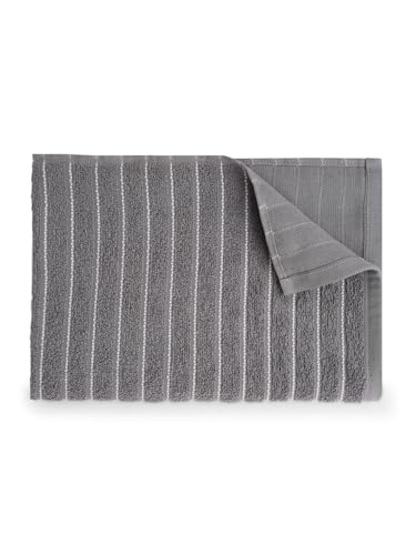 Image of Welspun 100% Cotton Large (70 Cm X 150 Cm) | 250 GSM Dobby Solid Bath Towel (Gunmetal Grey)- 2-in-1