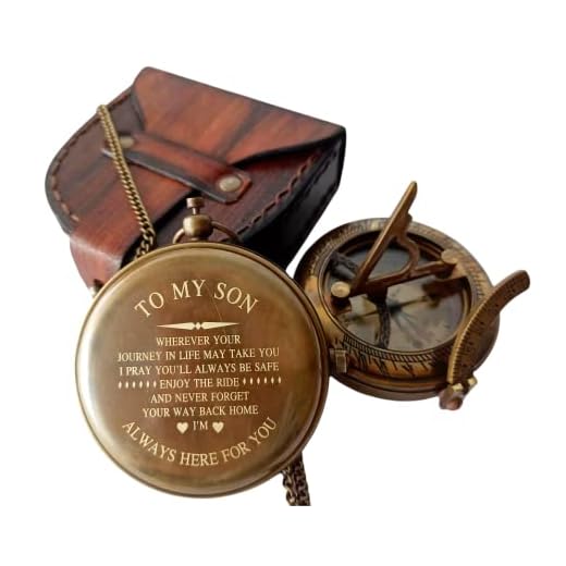 to My Son Compass Personalized Sundial Compass with Leather Case/Gift for Son/to My Son Gifts/Mom to Son Gift/Dad to Son/Grandson Gift, Directional Magnetic Sundial Compass