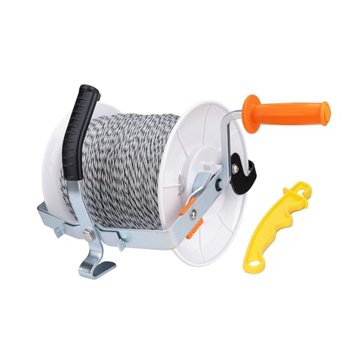 3:1 Geared Electric Fencing Reel with 3300ft Premium Polywire Extended Electric Fence Wire Reel Suitable for Building Farm Fences