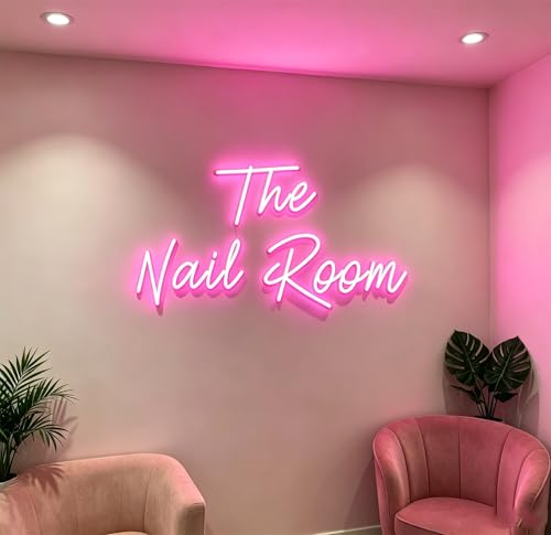 Image of Pink Nails Neon Sign for Wall Decor 15.8x8.7In | Dimmable Neon Nail Room Sign for Home Shop Spa Beauty Cosmetic Salon,Nail Room Decor Acessory,USB Powered