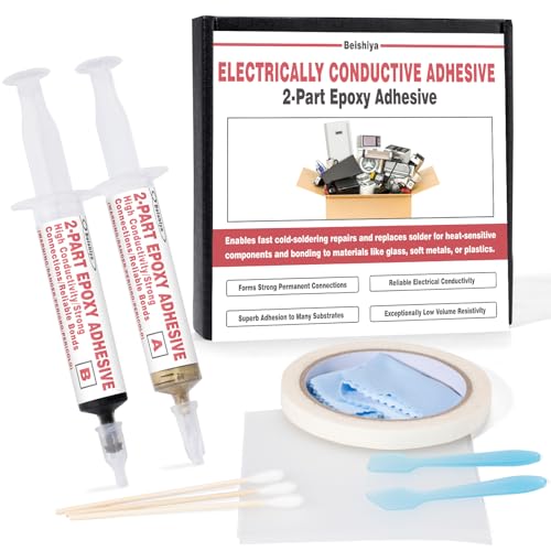 Electrically Conductive Adhesive - High Conductivity, Strong Bond | 2-Part Conductive Epoxy Adhesive | Precision Repairs, Heat-Sensitive Components & Quick Cold-Soldering Fixes | 1 Hour Work Time