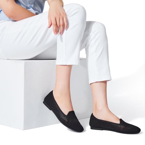 Image of Frank Mully Women's Loafer Flats Square Toe Comfortable Office Work Shoes, Cute Penny Loafer Slip On Walking Driving Shoes