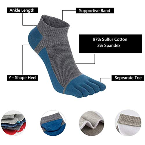 Toe Socks, Cotton Five Finger Socks Running Athletic for Men Women Pack of 5 Pairs2