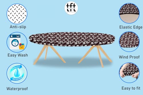 Image of The Furnishing Tree Elastic Oval Dining Table Cover WxL 36x48 in Inches Polyester Floral Pattern Brown