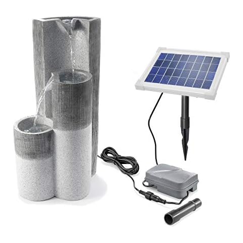 Solar Gartenbrunnen Smart Fountain - extragroßes 5 Watt Solarmodul und 1,5 Ah Akkuspeicher - 300 x 250 x 625 mm - Springbrunnen Wasserspiel Kaskadenbrunnen Garten Akku Solarbrunnen, esotec 101315 Cover