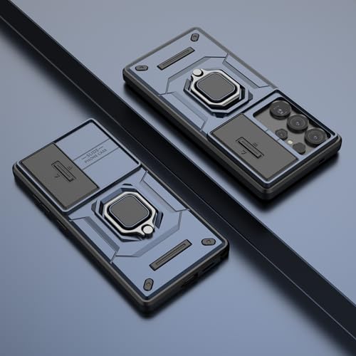 Image of Thermoplastic Polyurethane Camshield Pro Case With Slide Camera Protection And Ring Stand Bumper Back Case Cover For Samsung Galaxy S25 Ultra 5G (Blue)