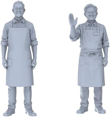 MRY-SFW 1/32 Shrink Market Shop Set of 2 Uncolored Molded Hotel Clerk Characters Perfect for Cafes, Restaurants, and Paperwork Market Buildings