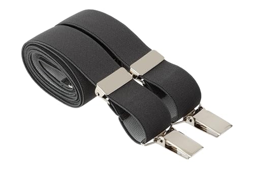 Bretelles de pantalon fines 25 mm élastiques à 4 clips argentés en plusieurs coloris
