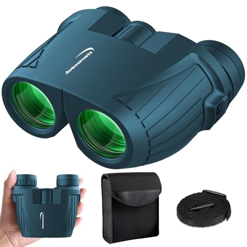 Aurosports Binoculars for Adults High Power - 10x25 Mini Kids Binoculars Easy Focus - Pocket Compact Binocular for Bird Watching Hunting Hiking Camping Travel