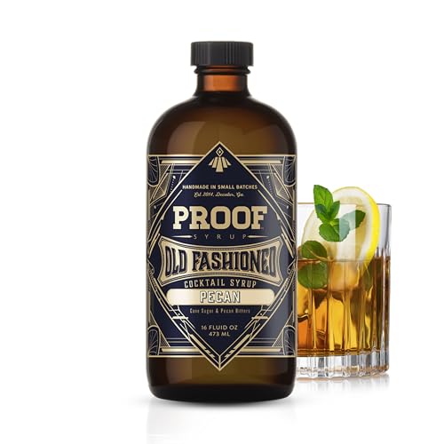Old Fashioned Cocktail Mix - Made with Real Bitters &amp; Cane Sugar - Pecan Flavor - Fast, Easy, Delicious, Handcrafted Cocktail Syrup - 16oz - 1 Bottle