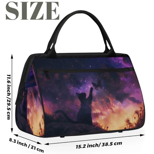 Bolsa de viaje de 24L con diseño de gato cósmico, ideal para tus sesiones de yoga y gimnasio 2