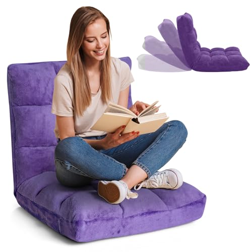 RELAX4LIFE Fauteuil Bas Multiposition Réglable en 14 Angles, Chauffeuse Convertible Fauteuil Paresseux 1 Place Adulte Rembourré Charge 120kg,...