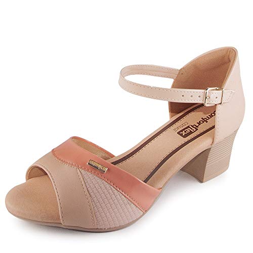 Sandália Feminina Comfortflex Salto Médio REF: 20-57405 Napa Lycra