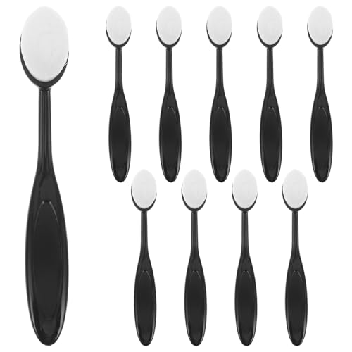SHOWERORO 10 brochas de maquillaje ovaladas para cepillos de dientes, cerdas suaves para contorno de base, cremas líquidas, cosméticos, uso doméstico y de viaje.