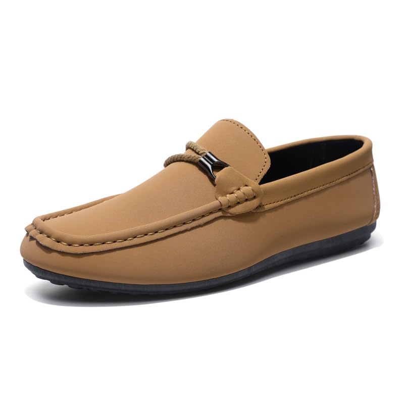 Loafers for Men Square Toe Faux Leather Apron Toe Moccasins Shoes Anti-Slip Lightweight Slip Resistant Casual Slip-ons