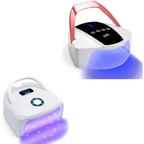liddy art 2 PCS Rechargeable UV LED Nail Lamp 96W, Cordless Gel UV Nail Light Nail Polish Dryer with 48 Lamp Beads, Auto Sensor and 4 Timer Settings, Professional Nail Curing Lamp with LCD Display Cover