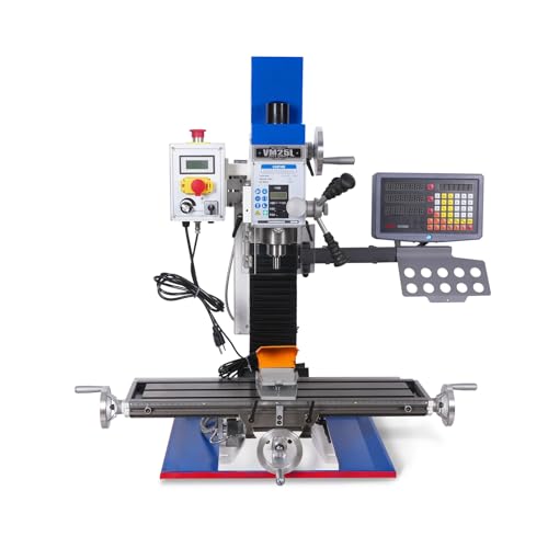 Mechmaxx 1.5HP 7''x 27-1/2''Benchtop Mini Mill Drill Machine, Variable Speed, R8 Spindle, Brushless Motor, 110V, Compact Milling Drilling Tool for Garage Shop, DIY Metalworking without Stand, VM25LD