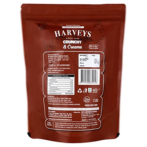 Image of Harveys Crunchy & Creame Premium Wafer Pouch | Chocolate, Vanilla, Strawberry & Orange Flavours | Pack of 4 | 120 gm x 4