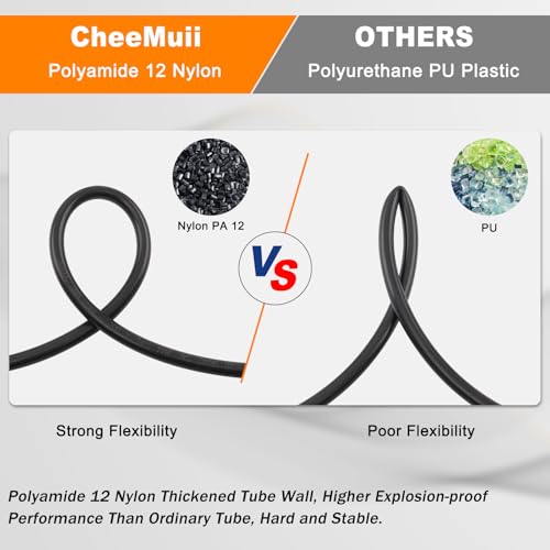 Image of CheeMuii 200 FT 1 /8 inch DOT Air Line Air Hose 61 Meter 1 /8 PA12 Nylon Pneumatic Tubing 1 /8 Inch OD Pneumatic Air Tubing Pipe Hose Line for Semi Truck Trailer or Industrial Air System