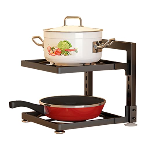 2-Tier Metal Kitchen Pot Rack Organizer, Space-saving Kitchen Rack, Storage Rack for Countertop, Corner, Under Sink | Durable & Stylish Cookware Shelf