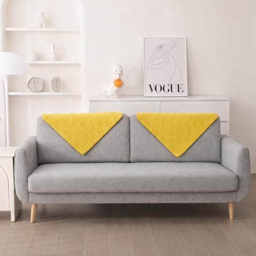Image of HOMETHREADS Innovative Premium Velvet Sofa Cover Mat with PVC Backing for Non-Slip Comfort (C Yellow, 1Pc Backrest | 70x70cm)