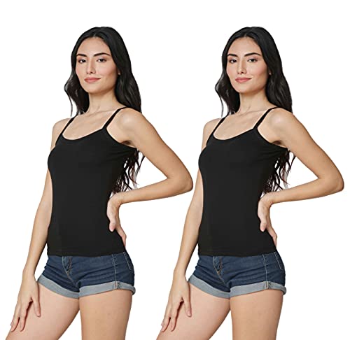 Image of Good Connection Women's Spaghetti Straps Plain Cotton Camisole Slip Seamless Tank Top