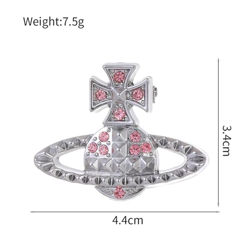 Image of Dreuyet Saturn Planet Brooch Pin for Women Ladies Dainty Rhinestone Star Lapel Pin Cubic Zirconia with Crystal Planet Brooch Fashion Dress Accessories Jewelry for Suit Clothing Jackets Badges