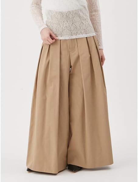 furfur / 25ss/マーベルトタックワイドパンツ/ワイドパンツ/0/ポリエステル/BLK/RWFP251056 ファーファー] マーベルトタックワイドパンツ RWFP251056 レディース