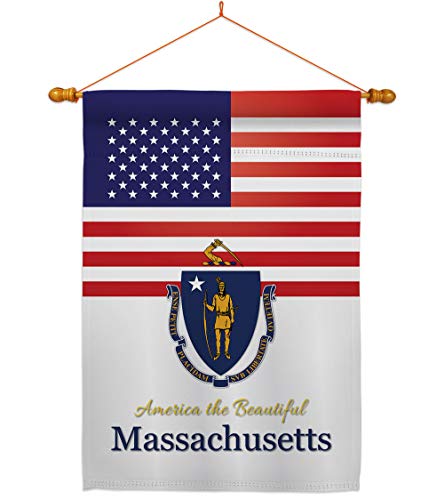 Americana Home & Garden US Massachusetts House Flag Dowel Set Regional States American Territories Republic Country Particular Area Decoration Banner Small Garden Yard Gift Double-Sided, Made in USA by Americana Home & Garden - Image 2