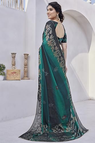 Image of MIRCHI FASHION Saree for Woman Chiffon Foil Work Floral Printed | Ethnic Sari for Function and Farewell with Unstitched Blouse Piece (Available in 15 Colors)